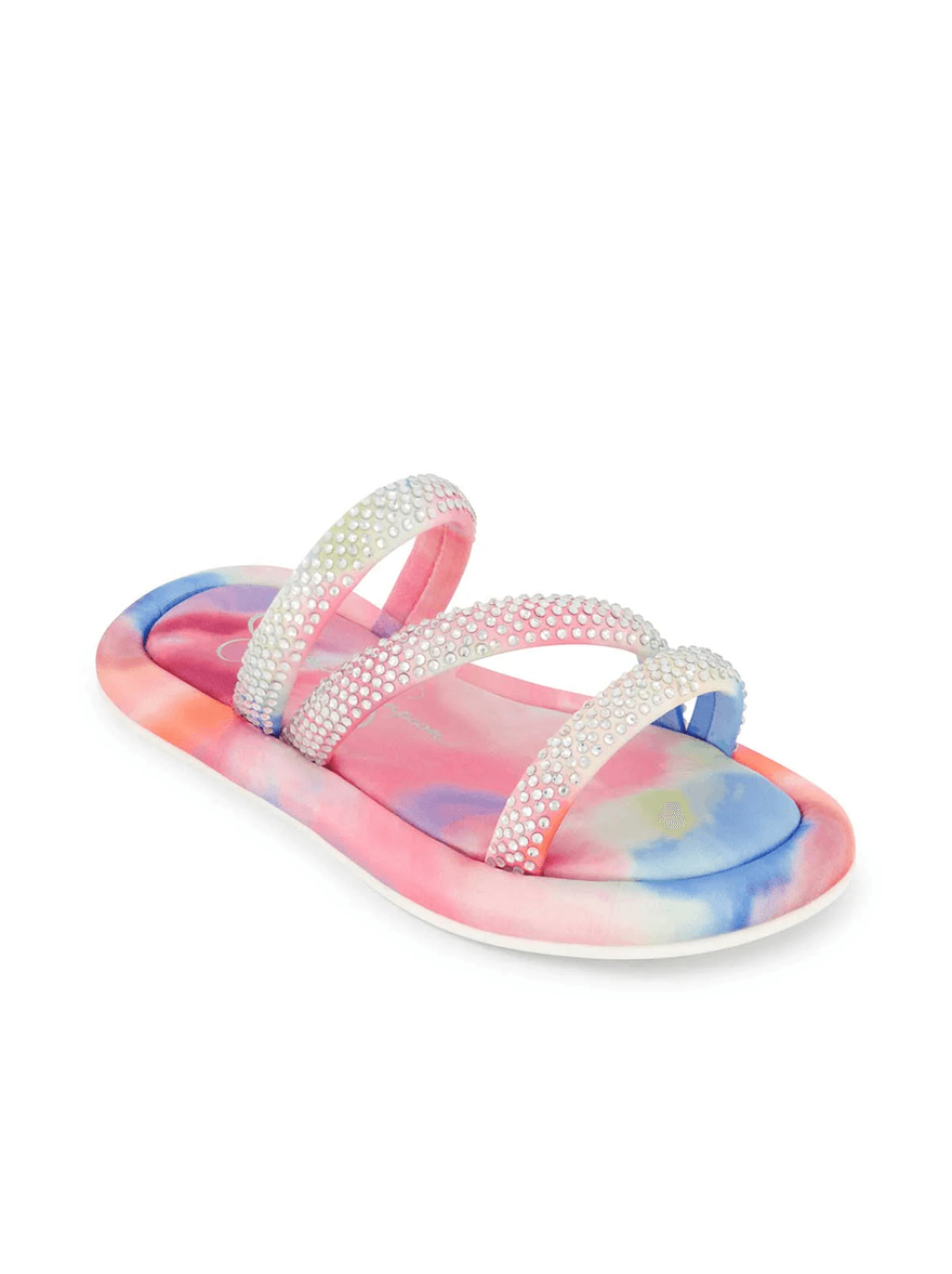 Jessica Simpson Girls' Kaylen Strap Slippers in Tie Dye Watercolor Tie Dye