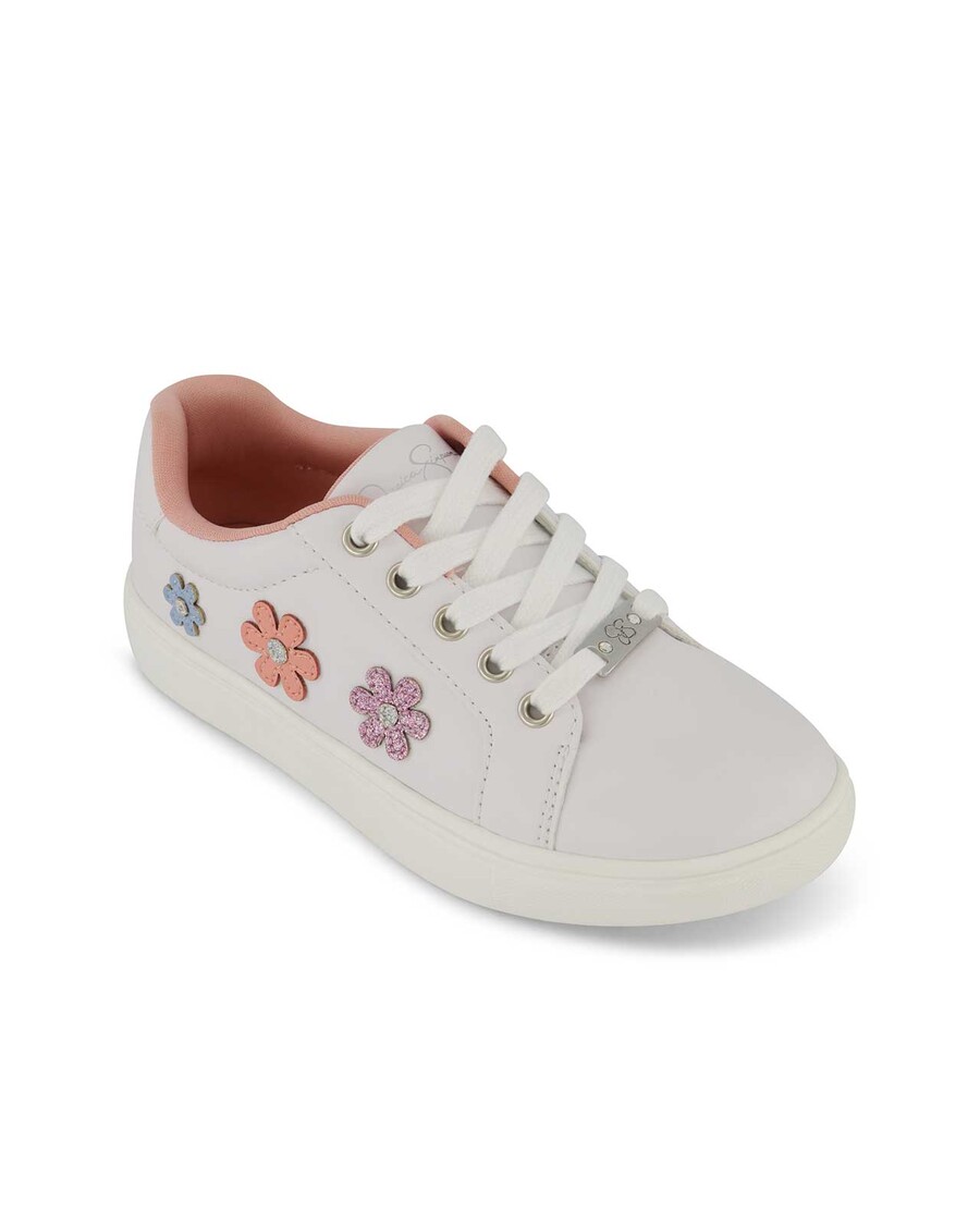 Jessica Simpson Girls' Gina Flower Low Sneakers in White