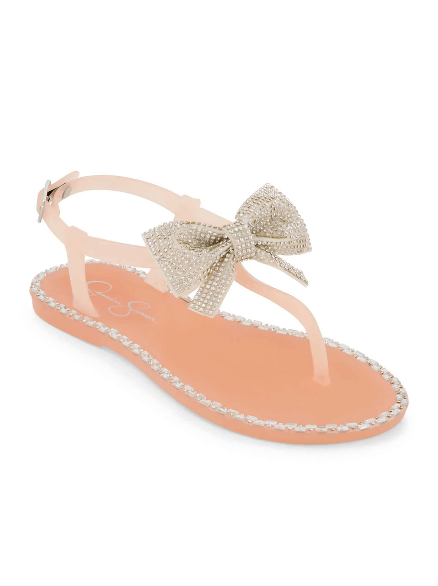Jessica Simpson Girls' Jelly Bow Slippers in Blush