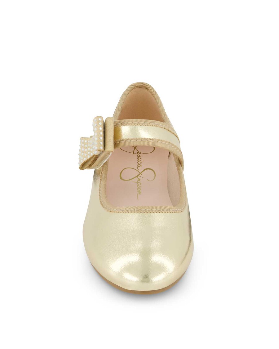 Jessica Simpson Little Girls' Amy Crystal Bow Ballet Flat in Gold