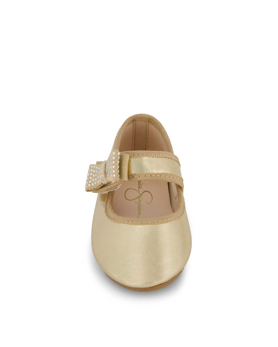 Jessica Simpson Toddler Amy Crystal Bow Ballet Flat in Gold