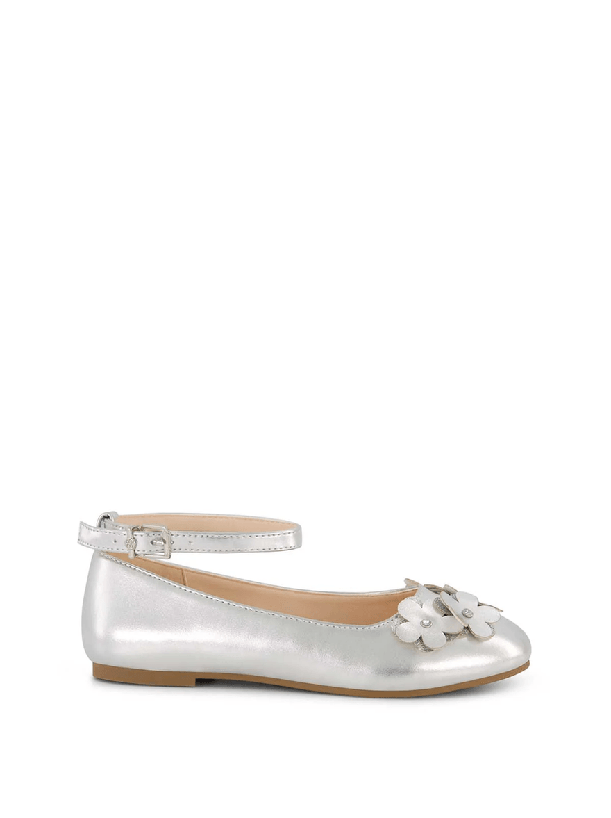 Jessica Simpson Little Girls' Amy Petal Ballet Flat in Silver