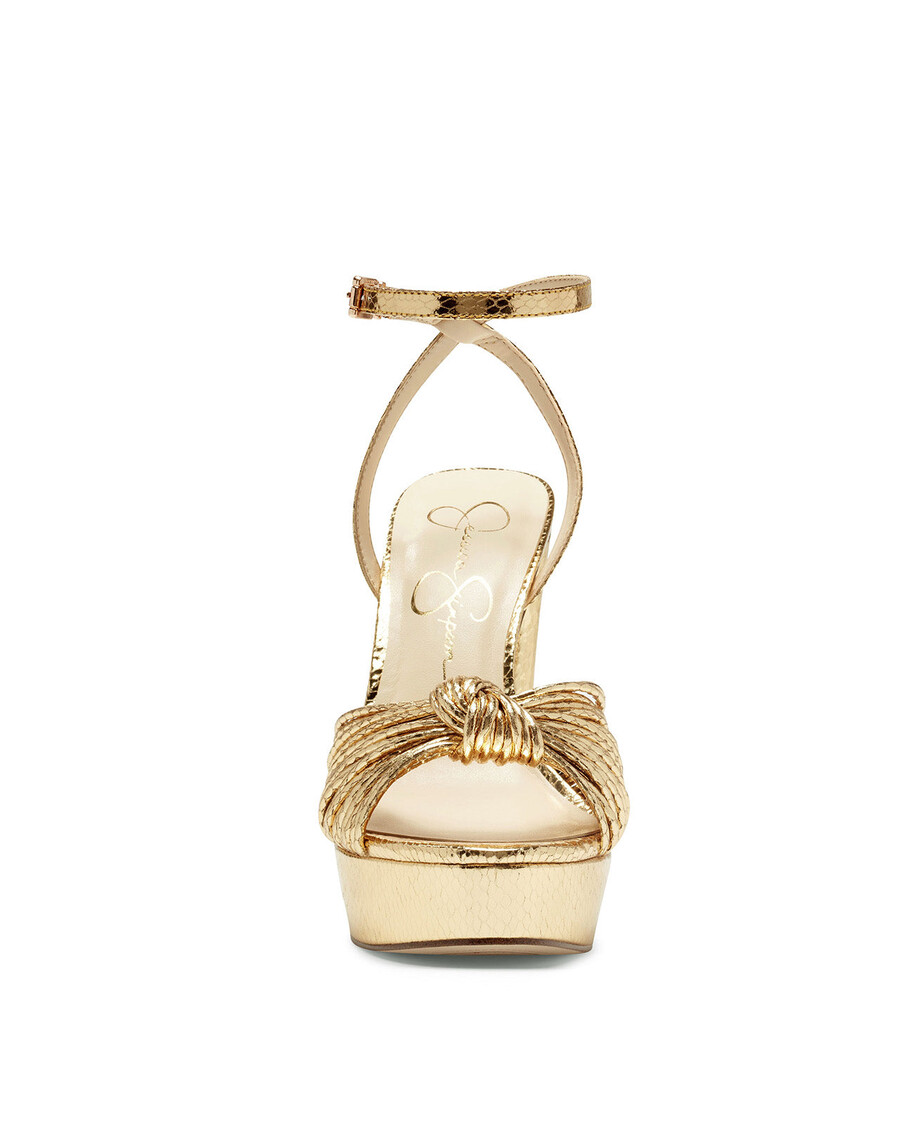 Sandália Plataforma Jessica Simpson Immie Cobra Dourada
