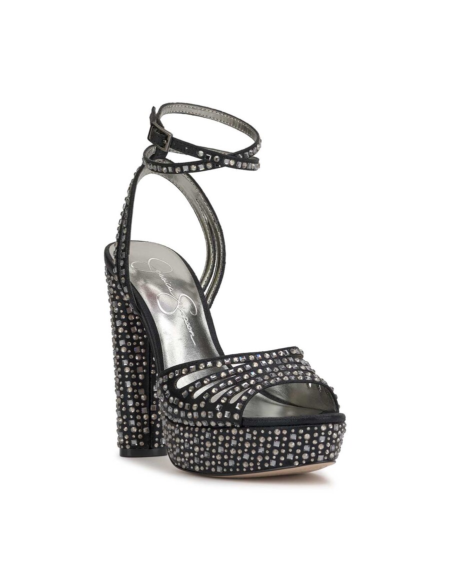 Jessica Simpson Iralin Platform Sandal in Black Dazzle
