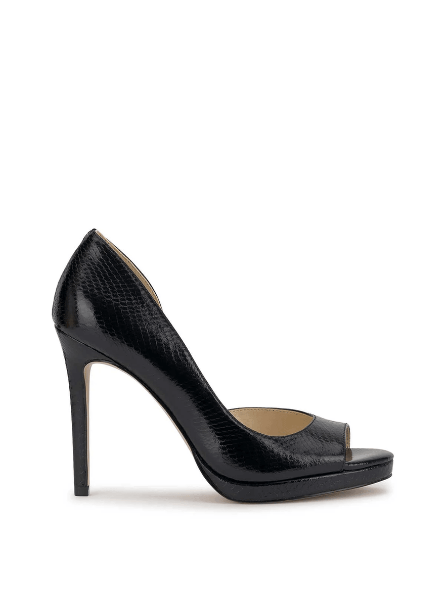 Jessica Simpson Kimli Peep Toe Pump in Black Metallic Snake