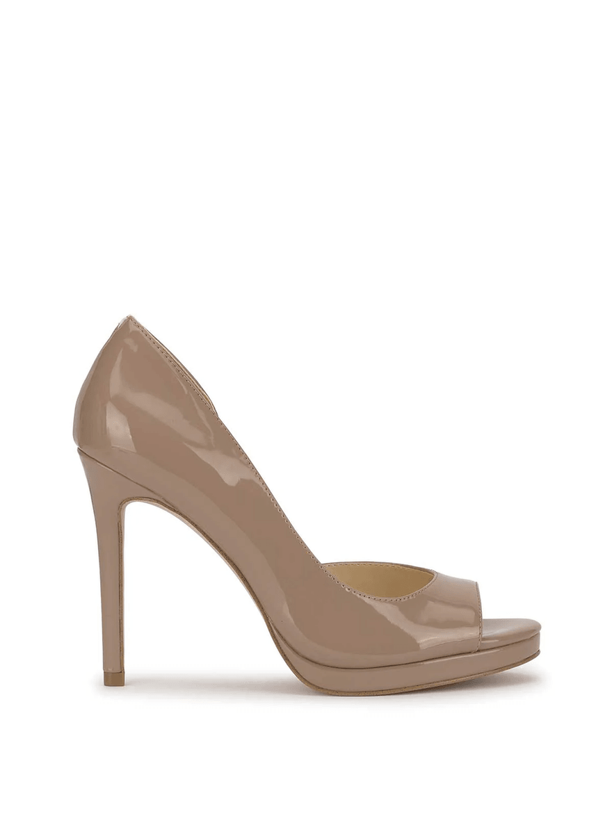Jessica Simpson Kimli Peep Toe Pump in Patent Chai Latte