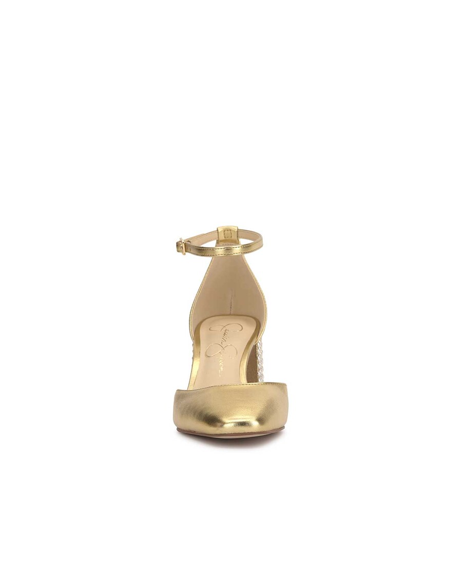 Jessica Simpson Fulian Block Heel Pump in Gold