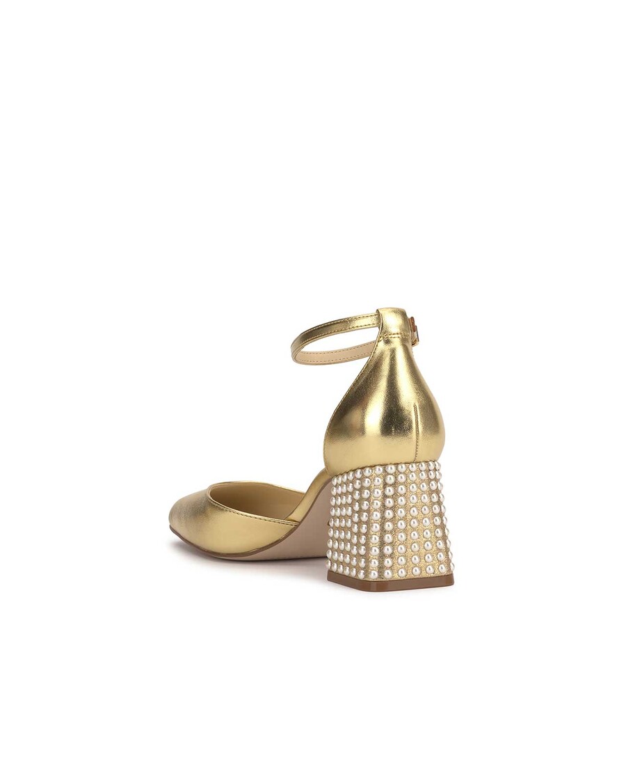 Jessica Simpson Fulian Block Heel Pump in Gold