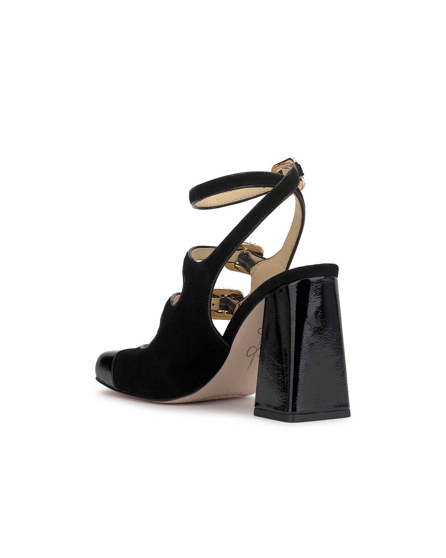 Jessica Simpson Lymen Buckle Pump in Black Suede