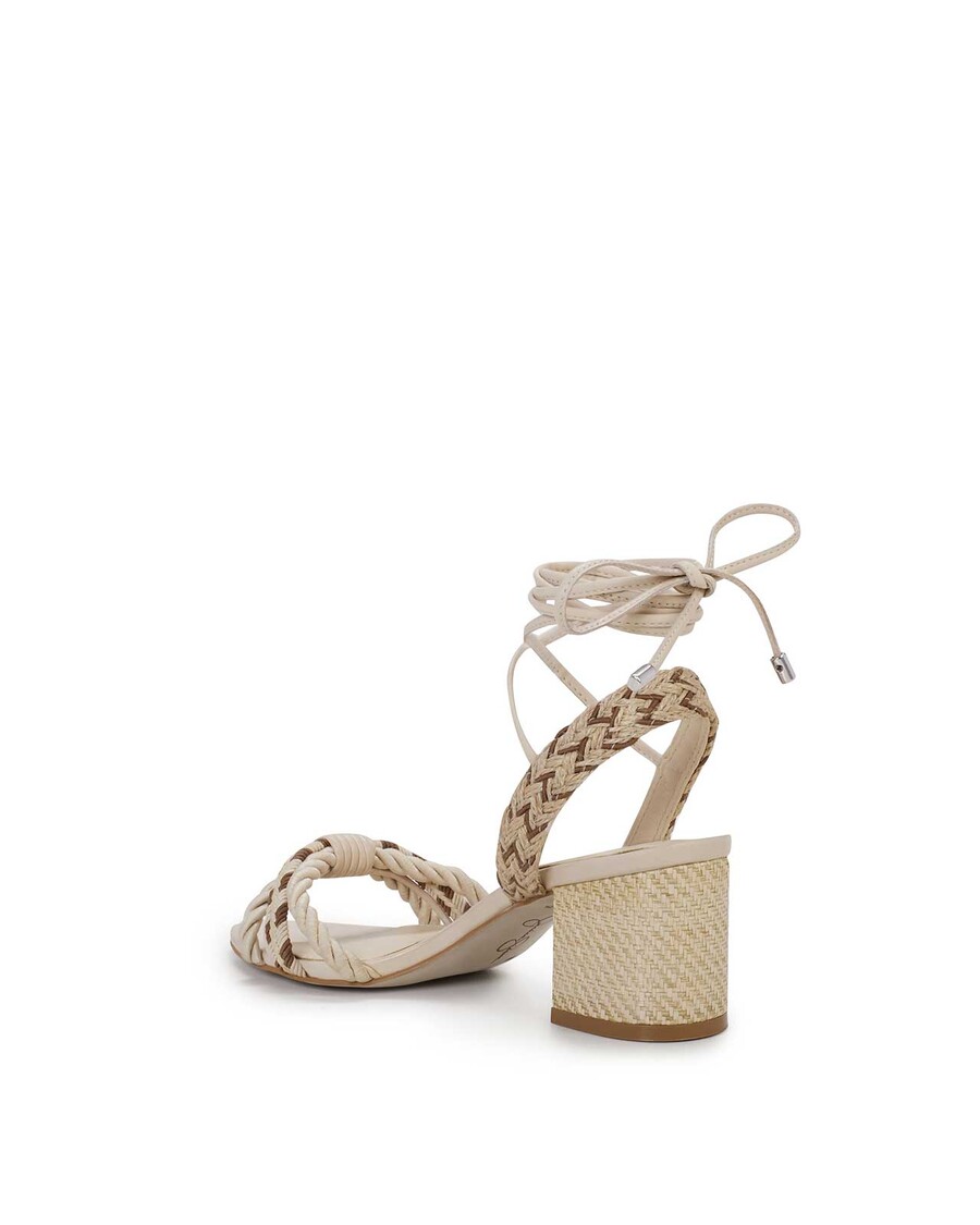 Jessica Simpson Prim Woven Block Heel Sandal in Cream