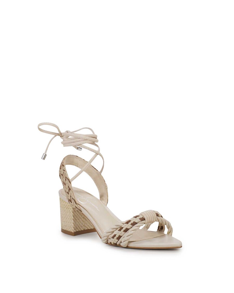 Jessica Simpson Prim Woven Block Heel Sandal in Cream