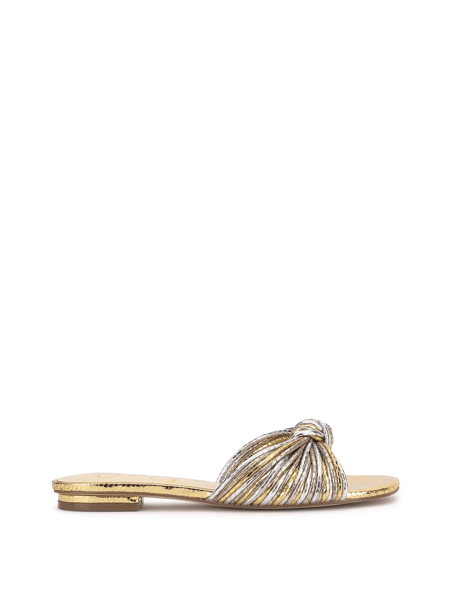 Jessica Simpson Dydra Knotted Flat Sandal in Silver & Gold Gold and Silver