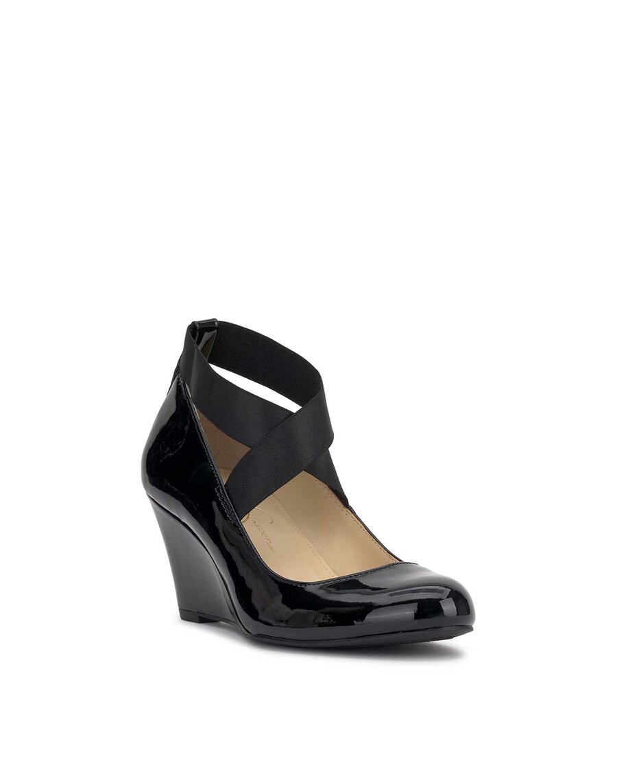 Jessica Simpson Saedra Wedge in Black Patent
